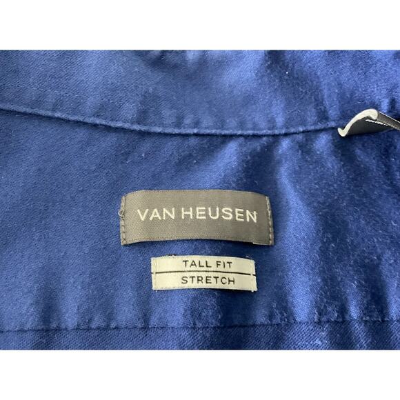 Van Heusen Men's Blue  18 1/2 35/36 Tall Fit  Shirt Stretch Cotton Blend - Picture 3 of 11